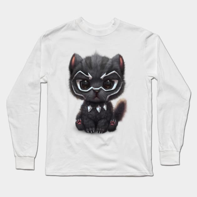 Black Panther Kitty Long Sleeve T-Shirt by silverfox5213